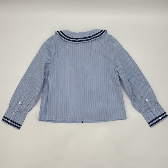 Crewcuts Girls tipped collared top poplin tranquil tide stripe size 10 NWT CD141 - Picture 4 of 10